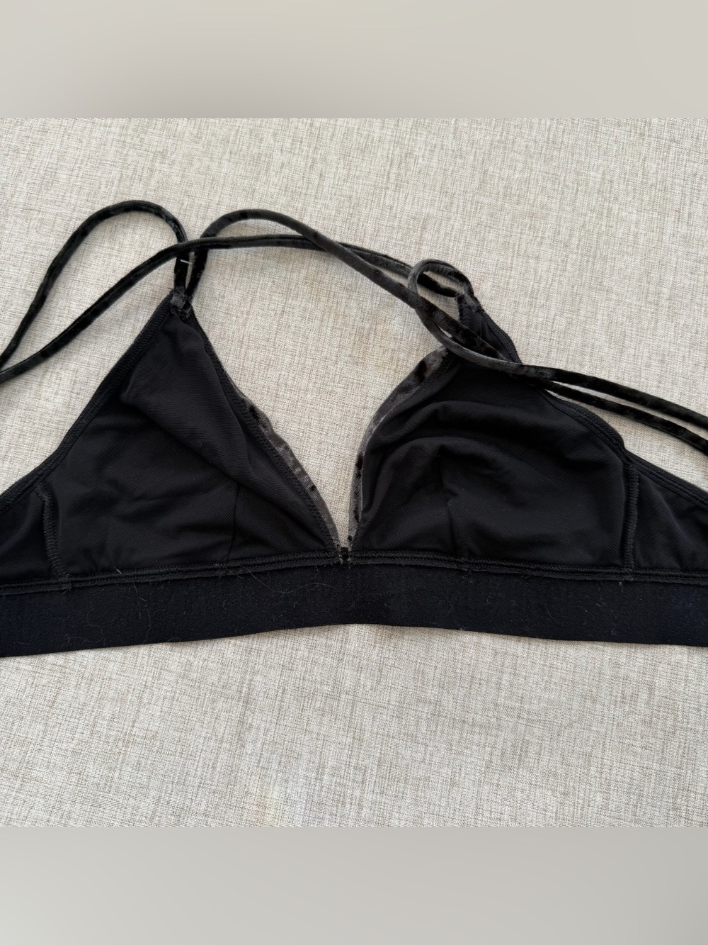 PINK Victoria’s Secret Black Velvet Triangle Bralette Small y2k whimsigoth - Picture 4 of 8